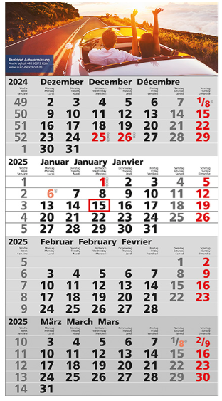 4-Monats-Wandkalender, Quattro 5112