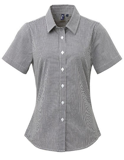Premier Workwear - Women´s Microcheck (Gingham) Short Sleeve Cotton Shirt