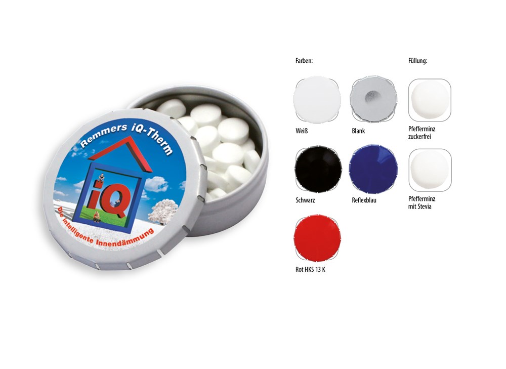 Klick-Dose-45 12 g  ,  Inhalt:  Pfefferminz-Pastillen; zuckerfrei