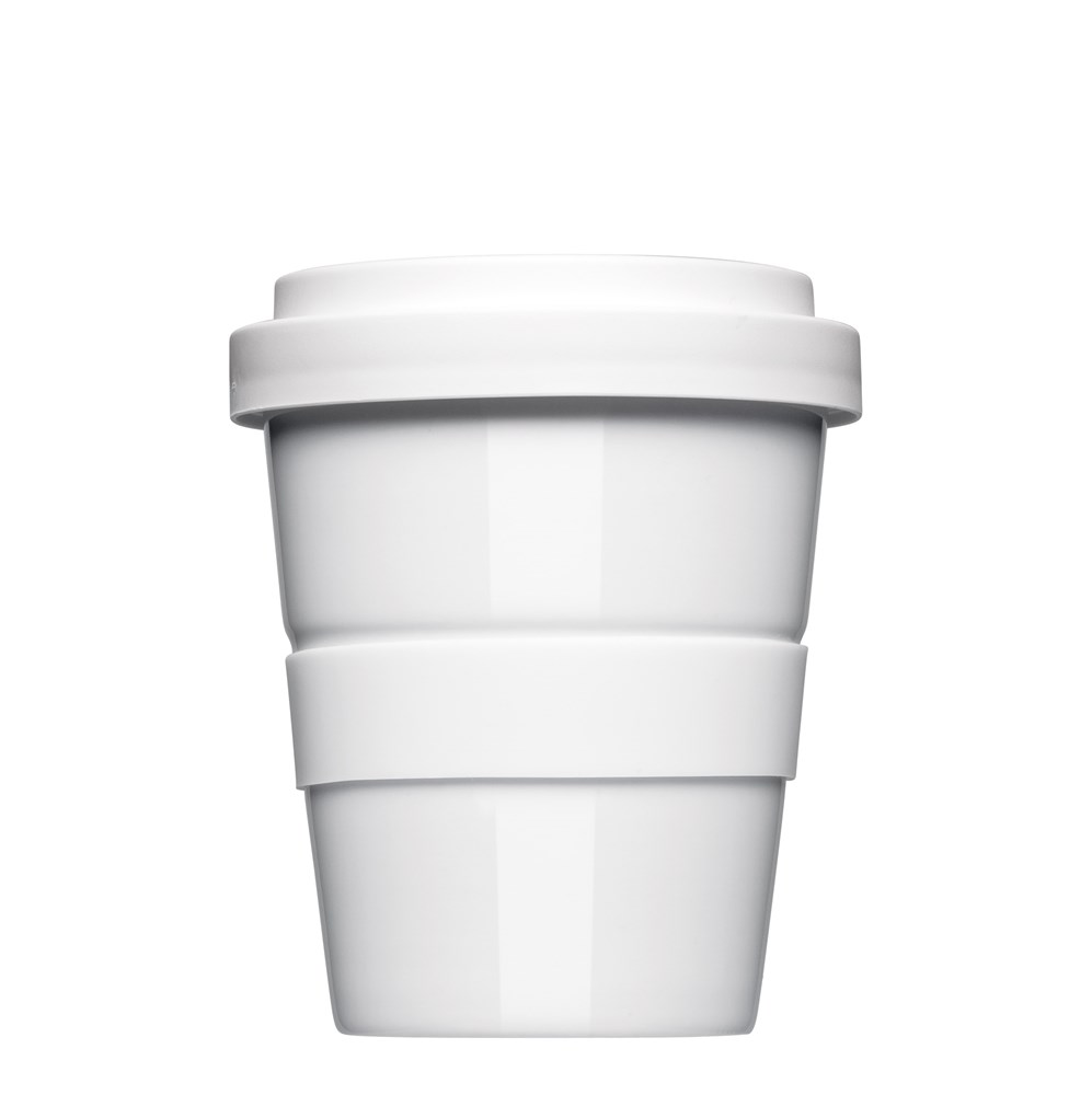 Coffee2Go Mini, Kaffeebecher to Go Form 344, mit glatter oder geriffelter Siliconbanderole