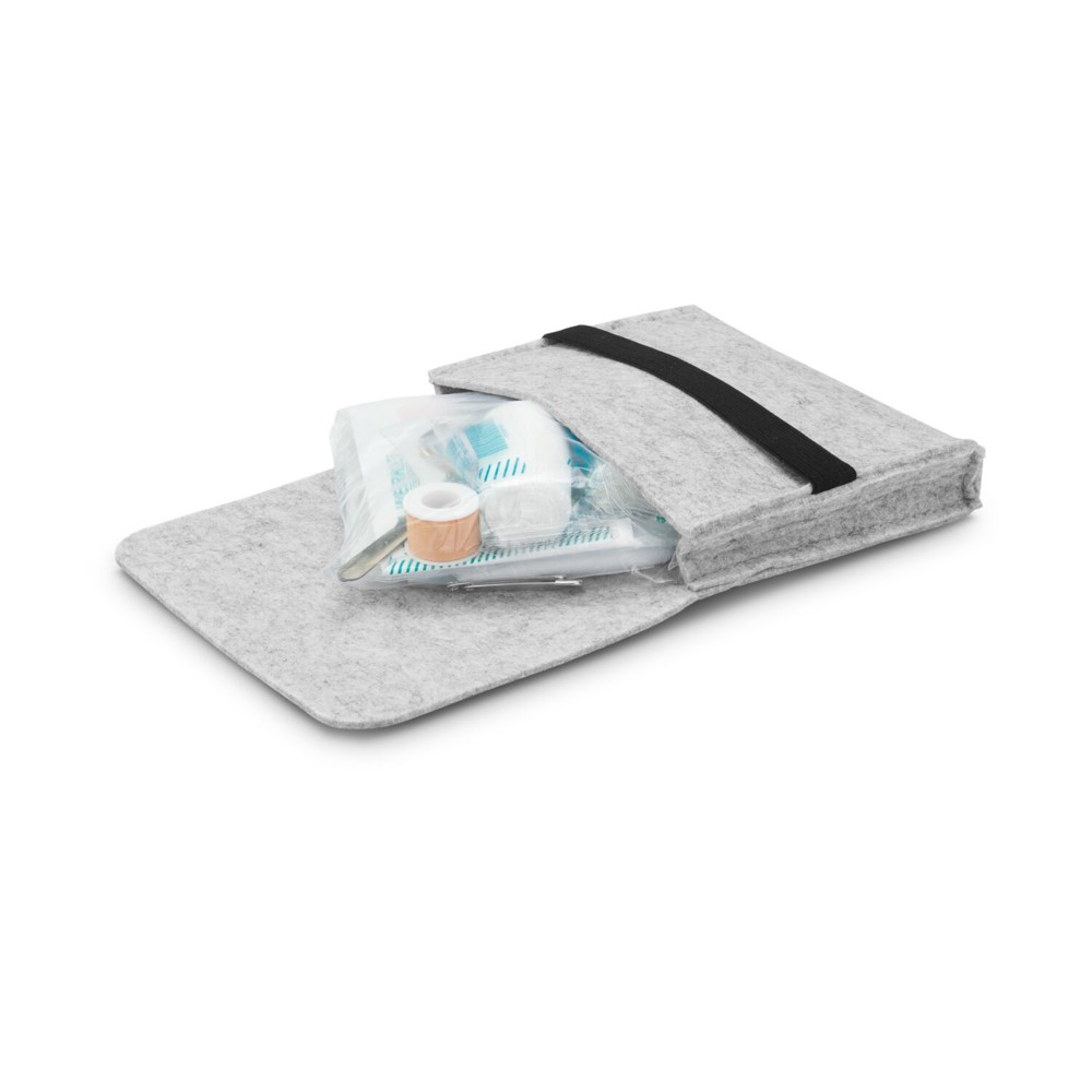 First Aid Kit in grauer Filztasche - Erste Hilfe Set, 12-teilig, deutsche Markenware
