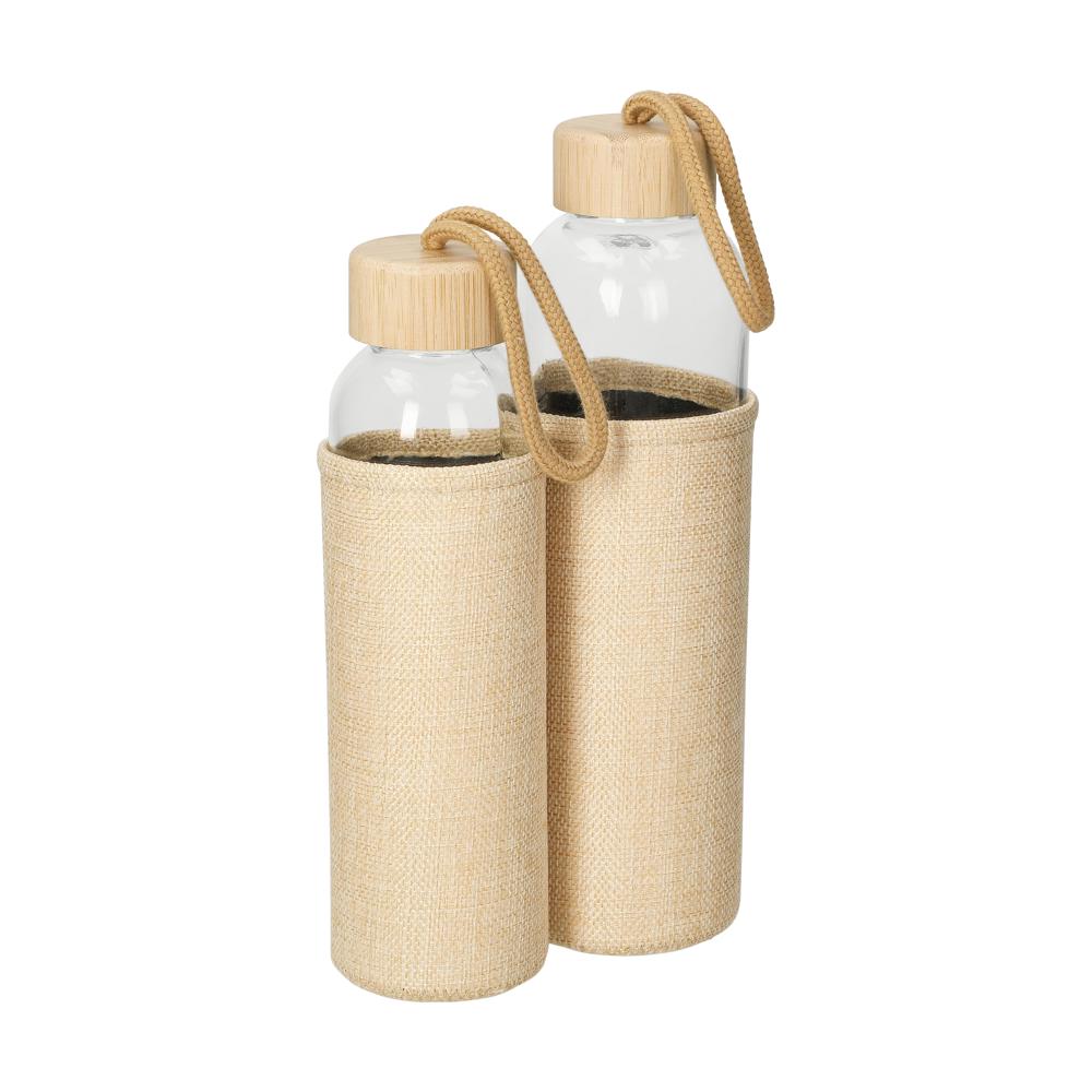 Glasflasche mit Hülle "Natural", 0,7l