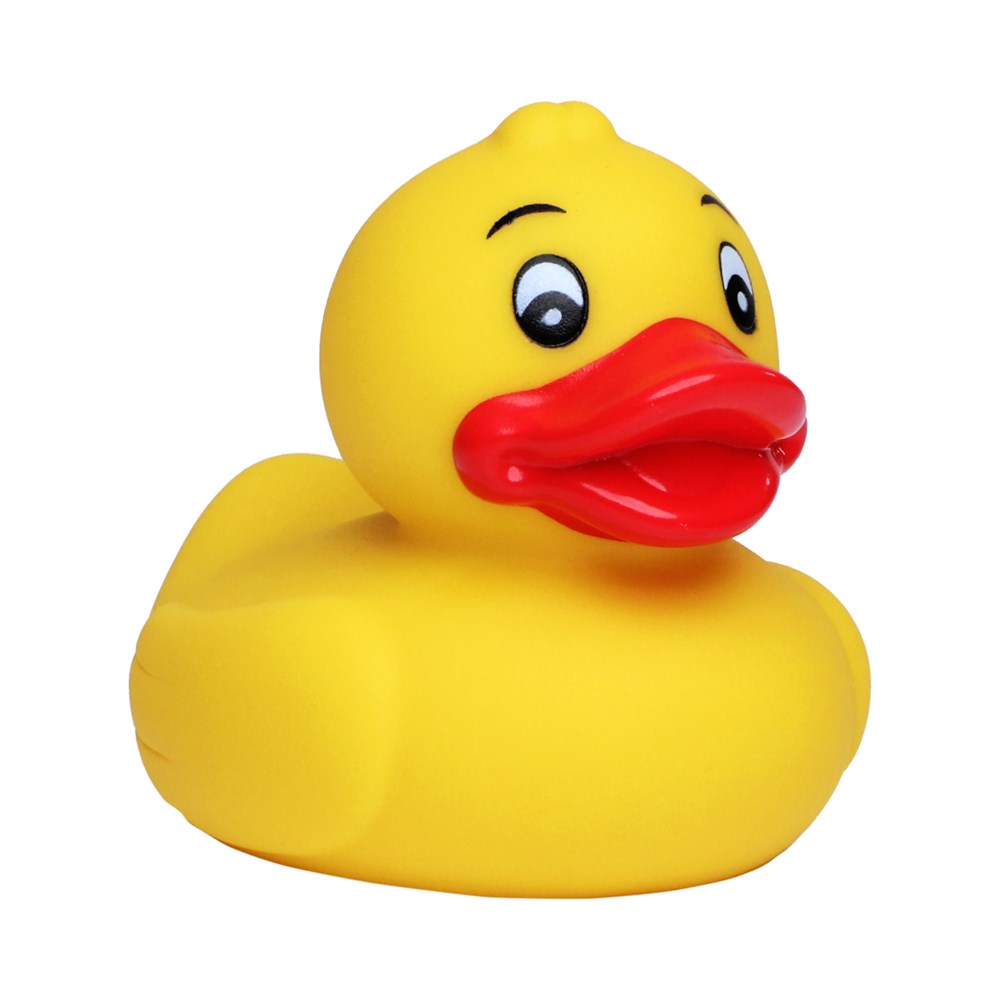 Quietsche-Ente, gelb/orange, 7,5 cm